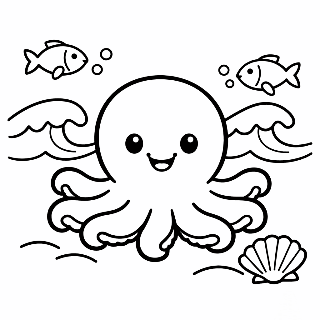 Octopus Coloring Page — Octopus And Bubbles