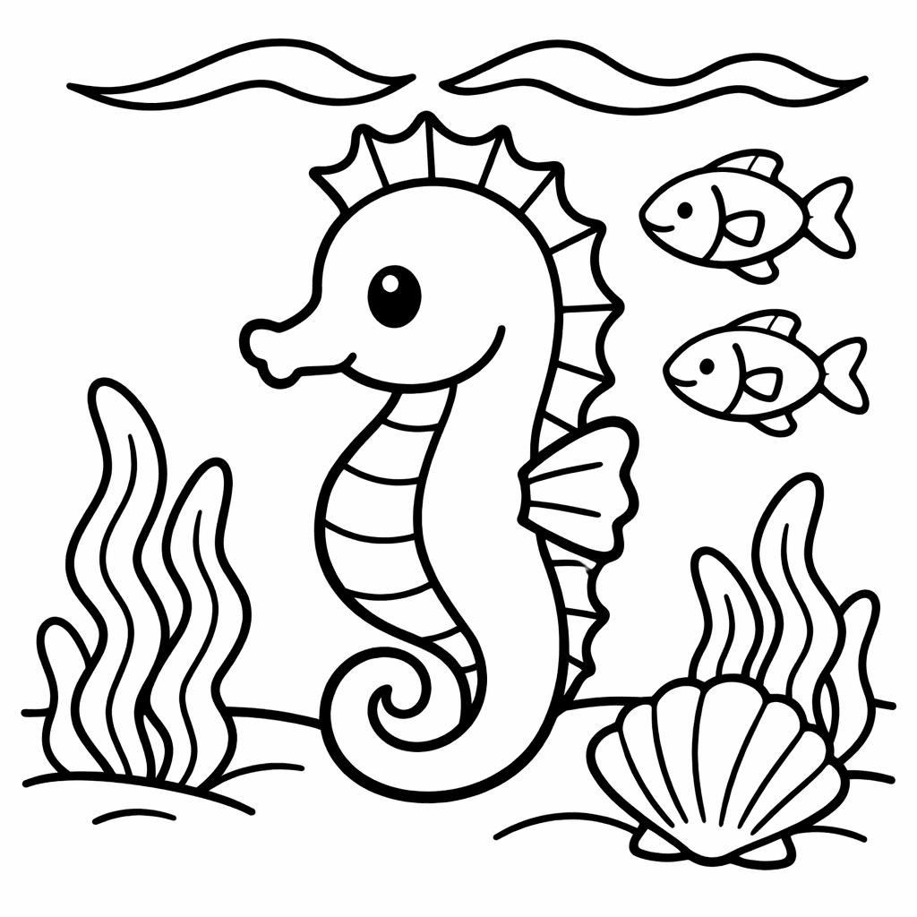 Seahorse Coloring Page — Seahorse In Coral