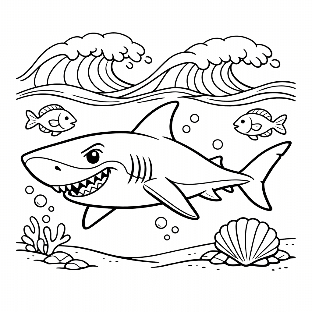 Shark Coloring Page — Friendly Shark