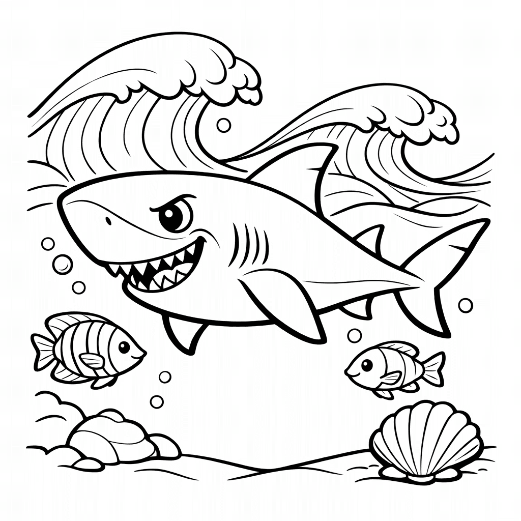 Shark Coloring Page — Shark Swimming