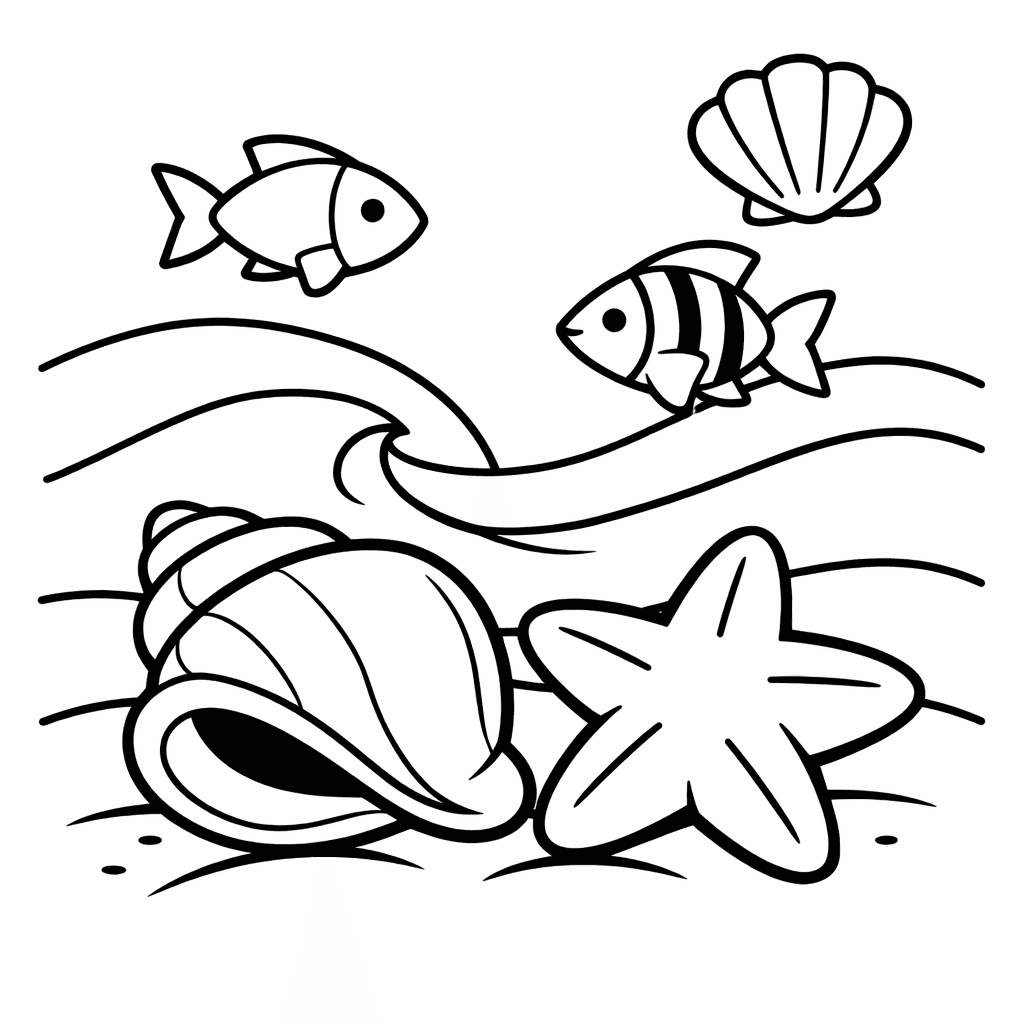 Shell Coloring Page — Conch Shell