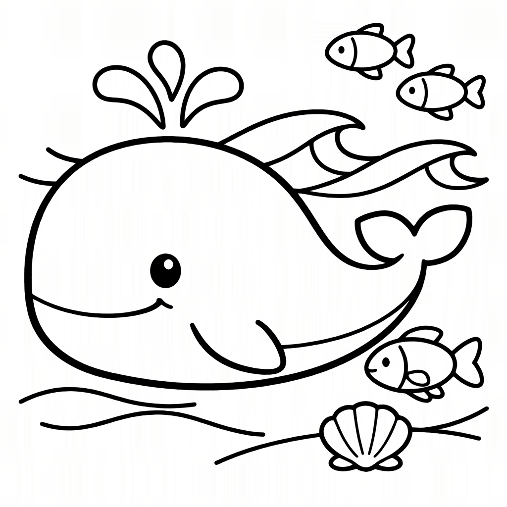 Whale Coloring Page — Baby Whale
