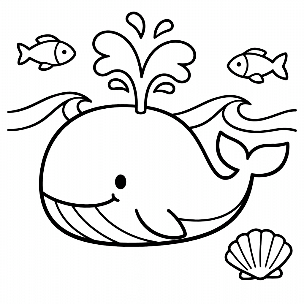 Whale Coloring Page — Whale Spout