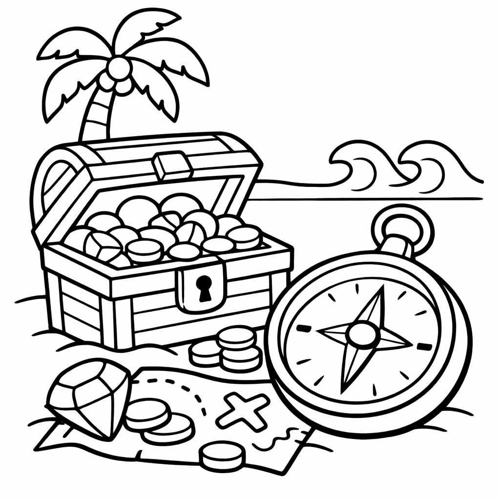 Compass Coloring Page — Compass And Map