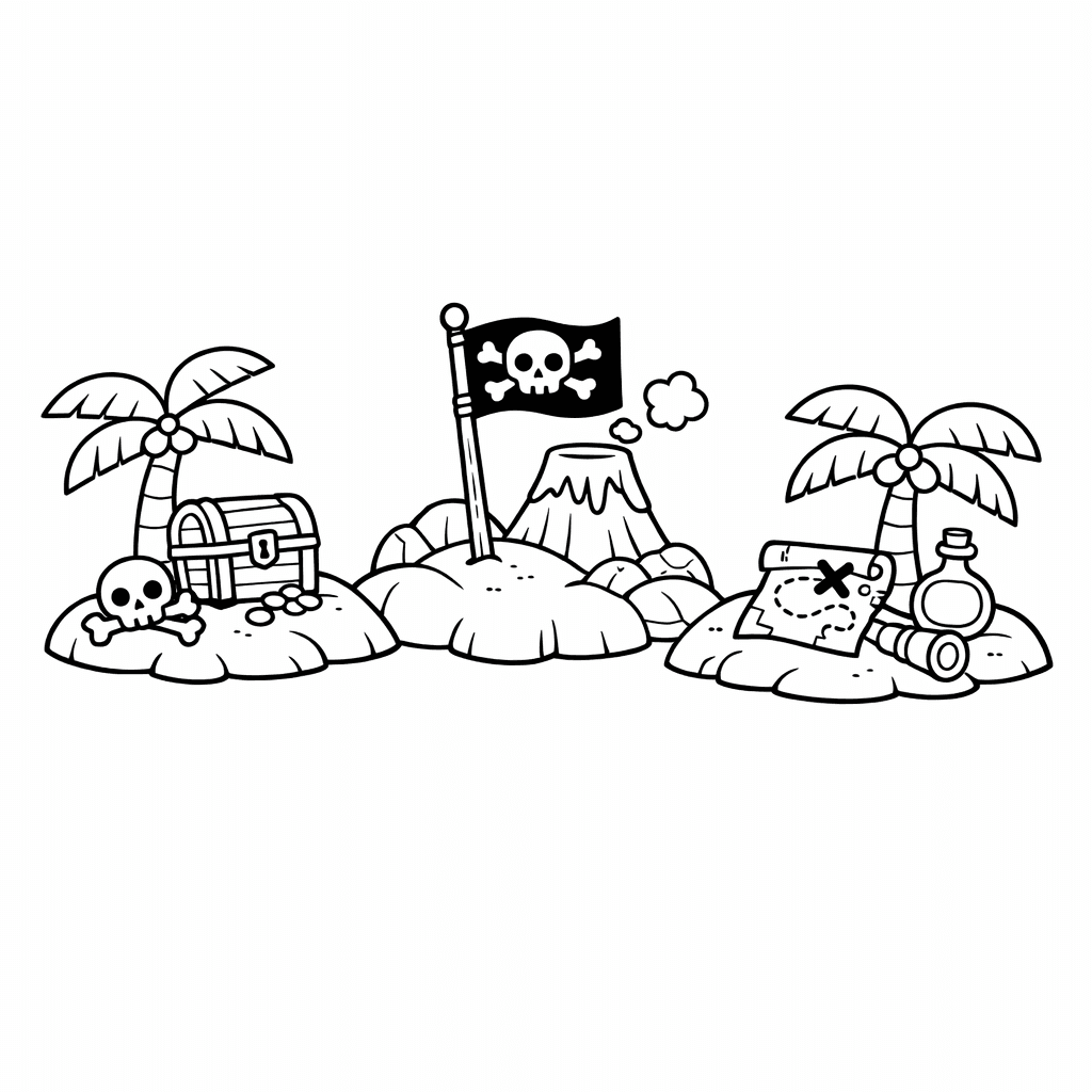 Island Coloring Page — Tropical Island