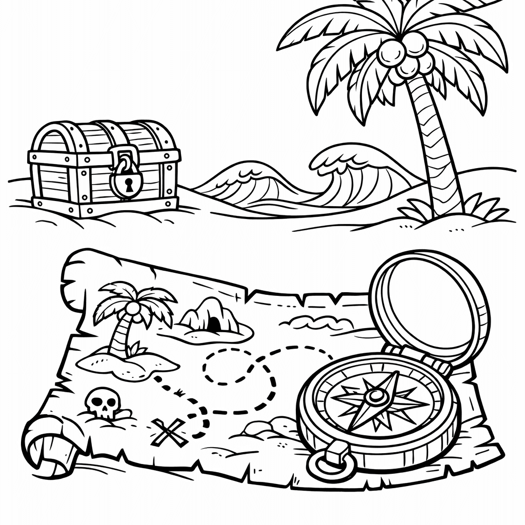 Map Coloring Page — Map And Island