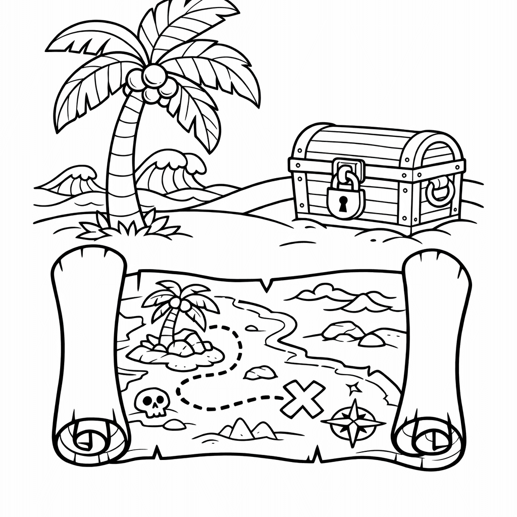 Map Coloring Page — Map With X