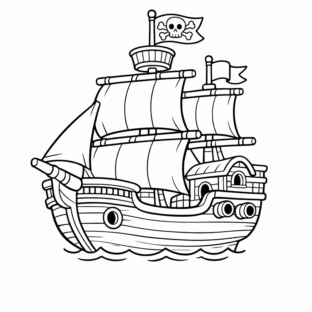 Pirate Ship Coloring Page — Ship With Sails