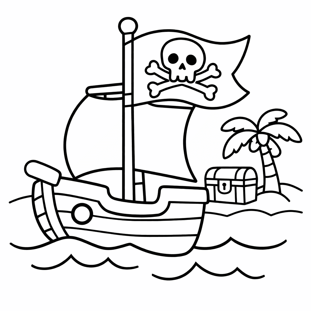Pirate Ship Coloring Page — Ship Side View