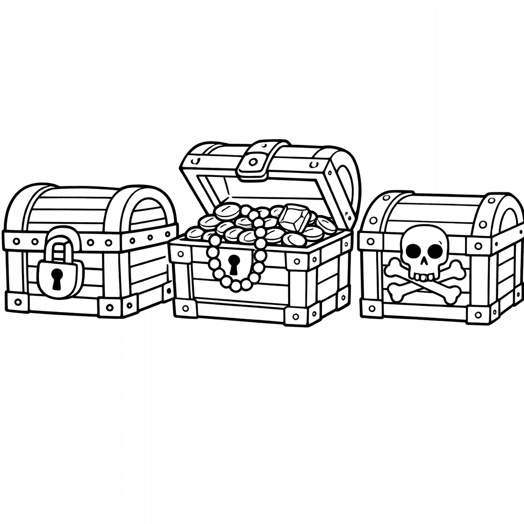 Treasure Chest Coloring Page — Treasure Chest Open