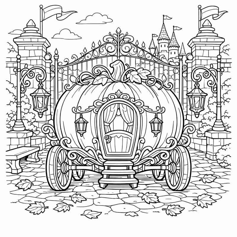 Free printable coloring page: Princess Carriage, for ages 7-12