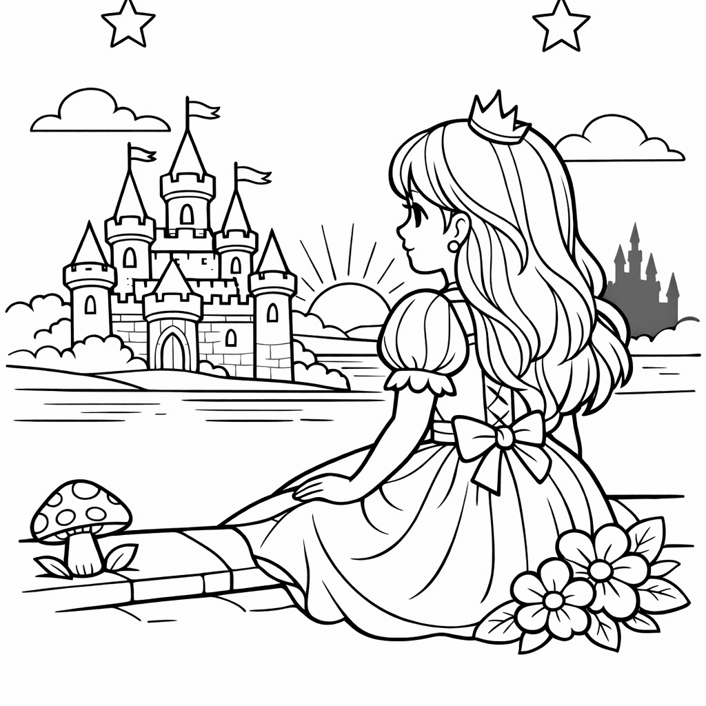 Free printable coloring page: Castle With Towers, for ages 7-12