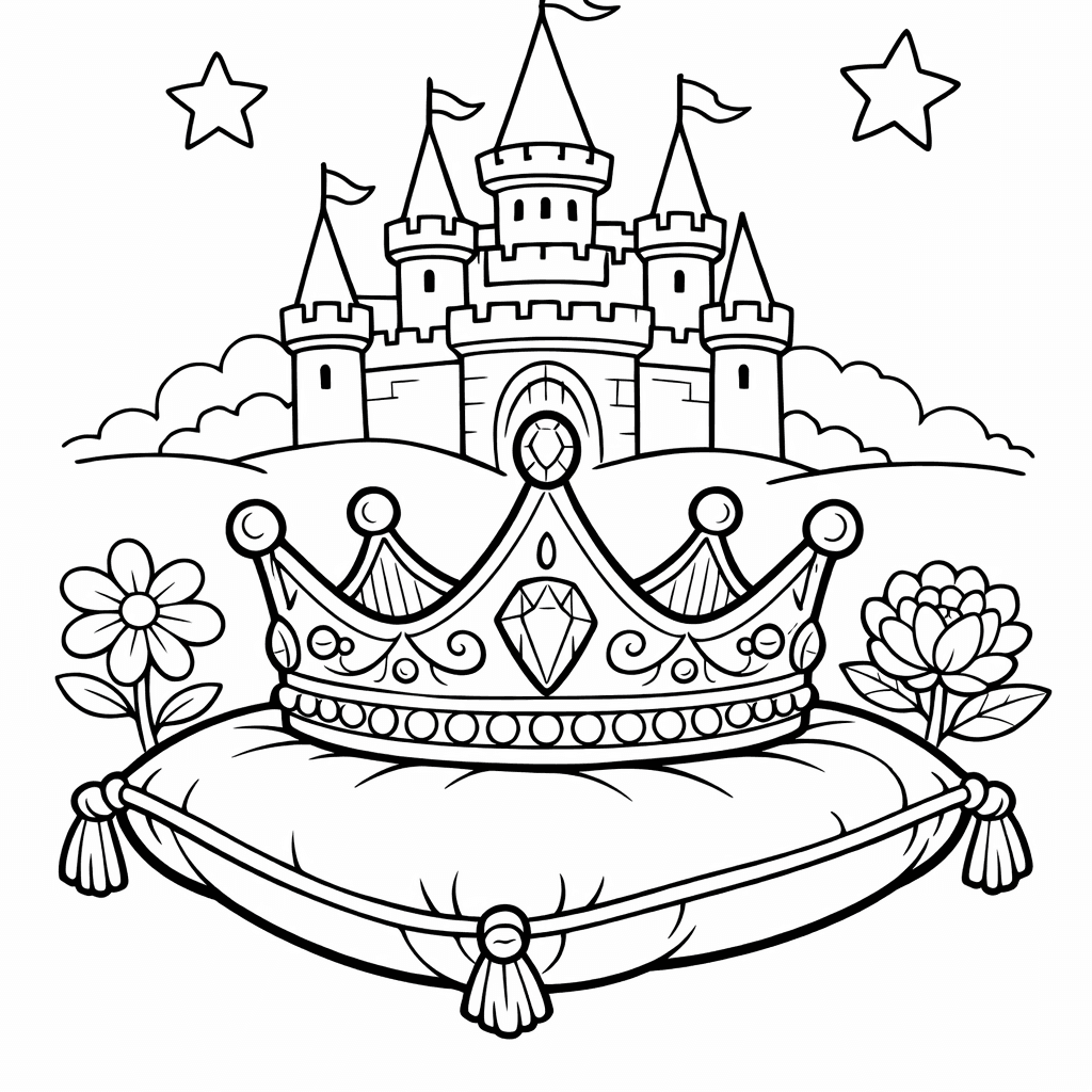 Crown Coloring Page — Crown And Stars