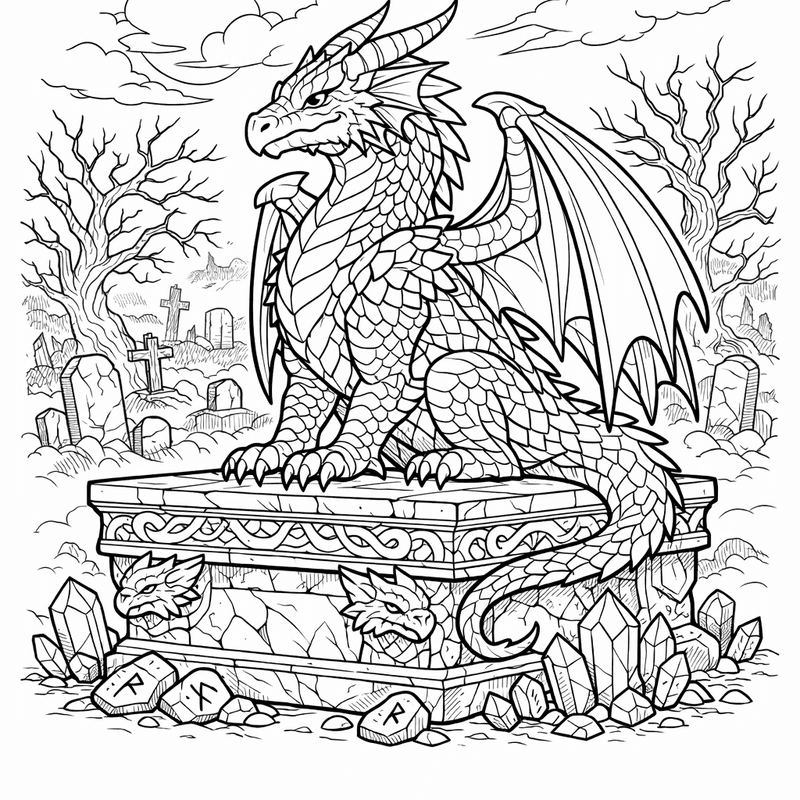 Free printable coloring page: Dragon And Knight, for ages 7-12