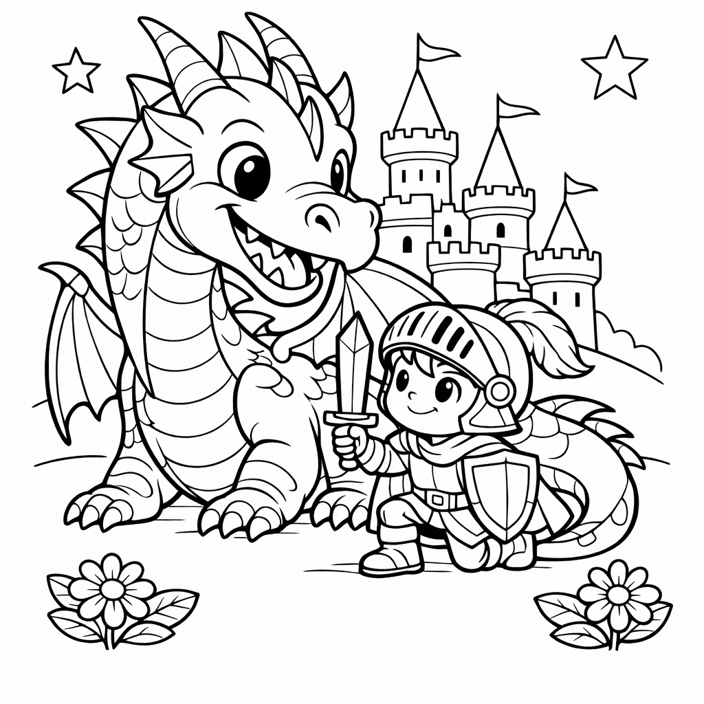 Free printable coloring page: Baby Dragon, for ages 7-12