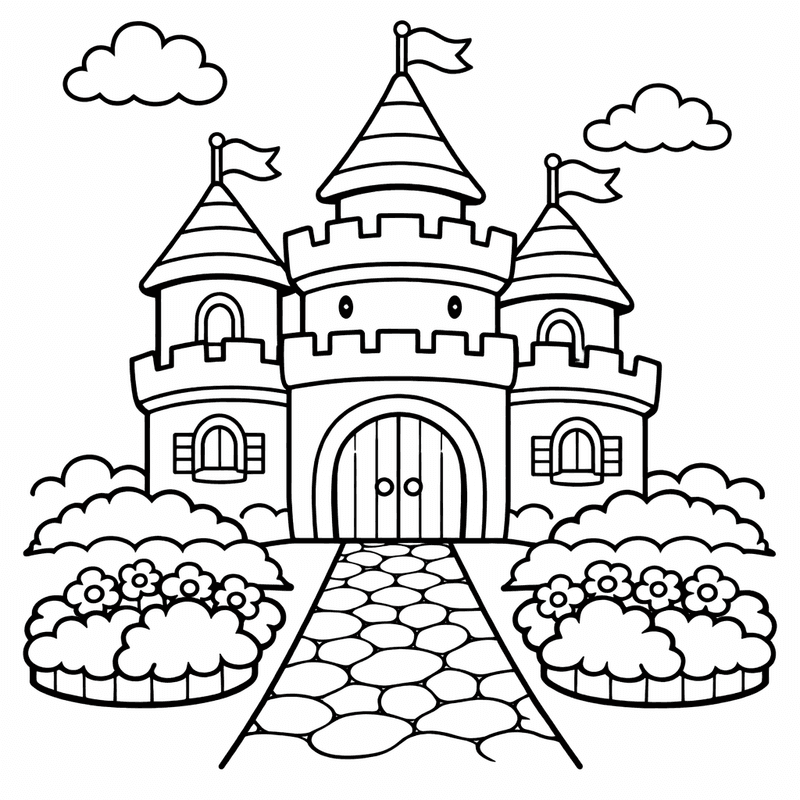 Free printable coloring page: A Tiny Cottage In An Enchanted Forest, for ages 3-6