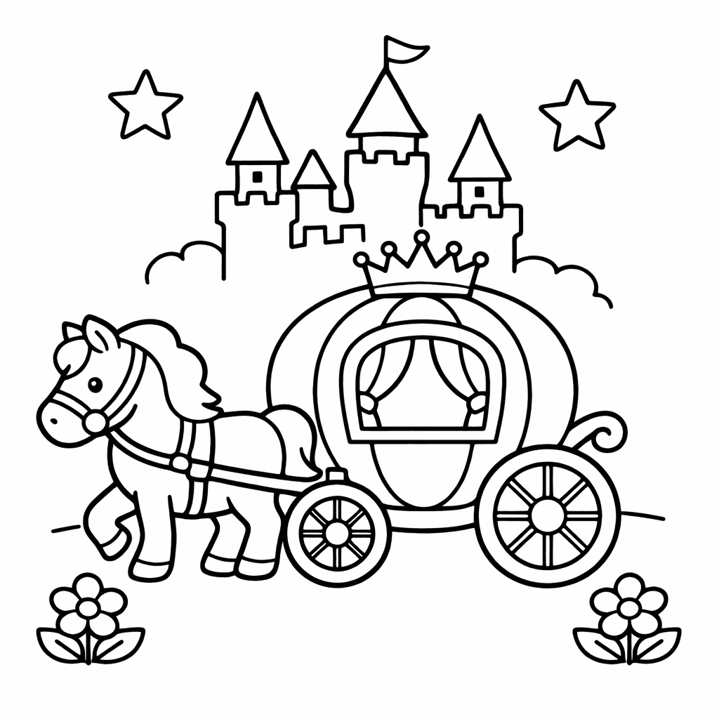 Horse Coloring Page — Horse In Meadow