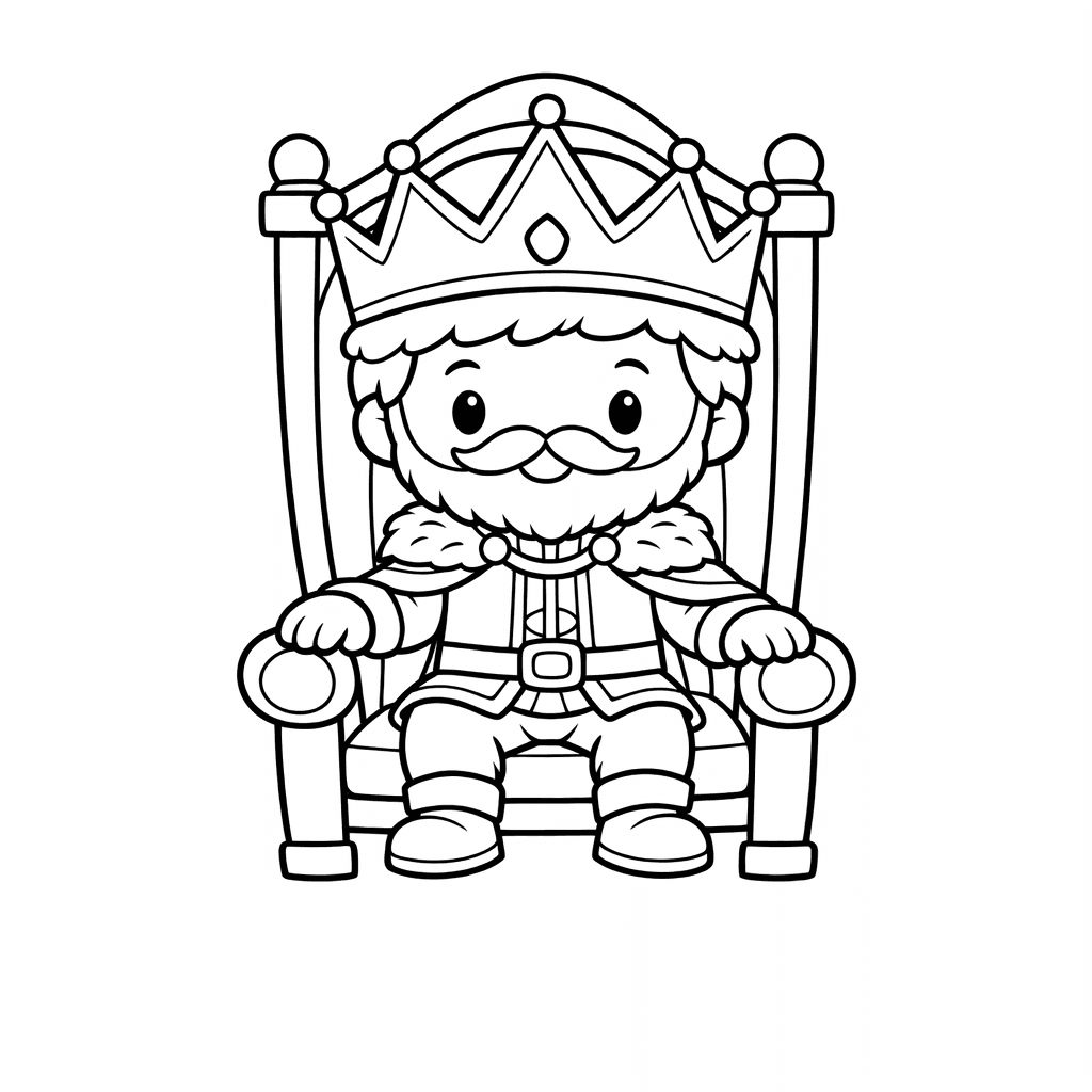 King Coloring Page — Object Only: A Cute King With Clean Outlines, No Background