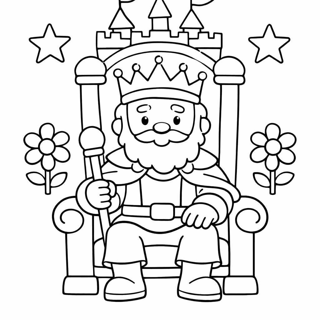 King Coloring Page — A King Wearing A Crown And Royal Robe