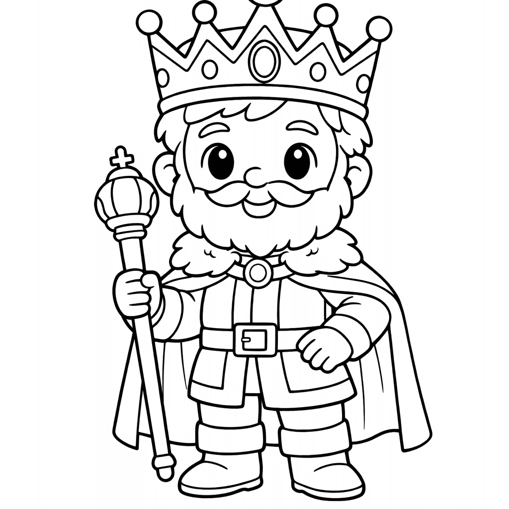 King Coloring Page — A King And Queen Standing Together