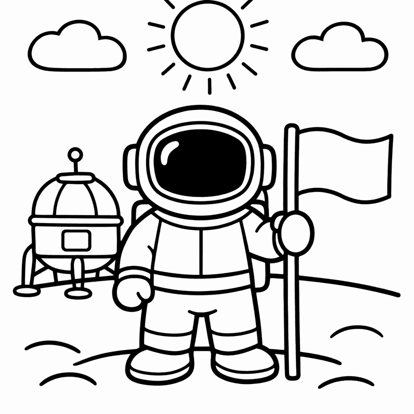 Astronaut Coloring Page — An Astronaut Peeks Through The Window Of A…