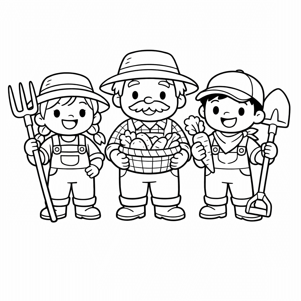 Free printable coloring page: A Whimsical Scene Of A Farmer Riding A…, for ages 7-12