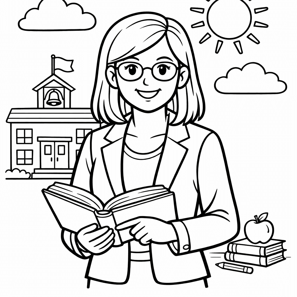 Free printable coloring page: A Whimsical Teacher With A Magic Wand Teaches…, for ages 7-12