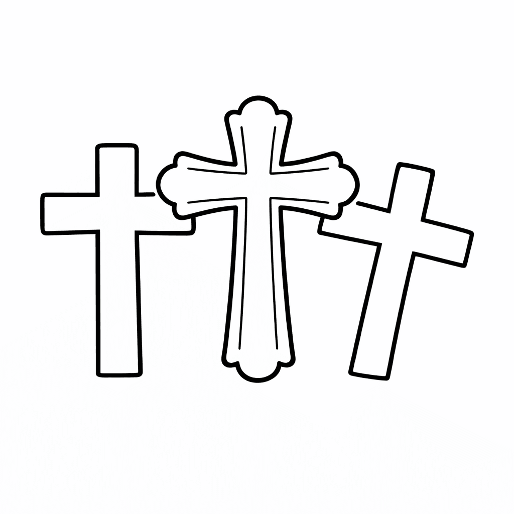 Cross Coloring Page — Object Only: A Cute Cross With Clean Outlines,…