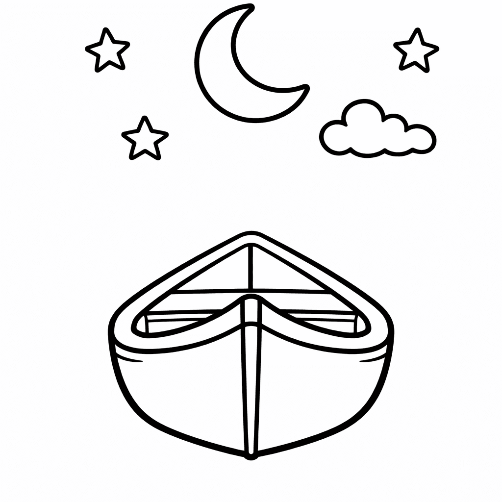 Free printable coloring page: Fantasy Canoe With Animals Sailing Through A Magical…, for ages 3-6