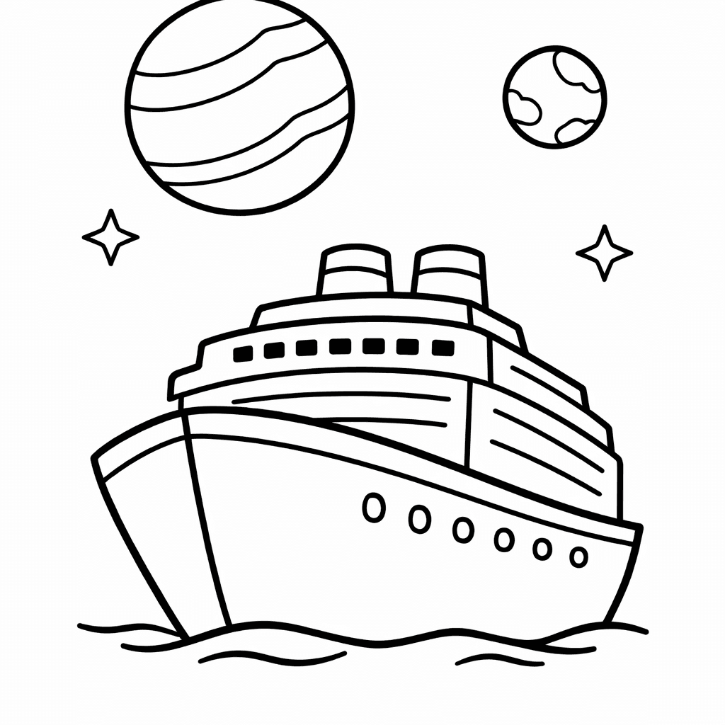Free printable coloring page: Kids Playing On The Deck With Colorful Beach…, for ages 3-6