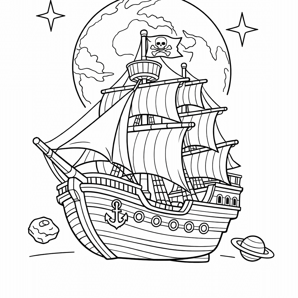 Free printable coloring page: A Pirate Parrot Perched On A Pirate Ship's…, for ages 7-12