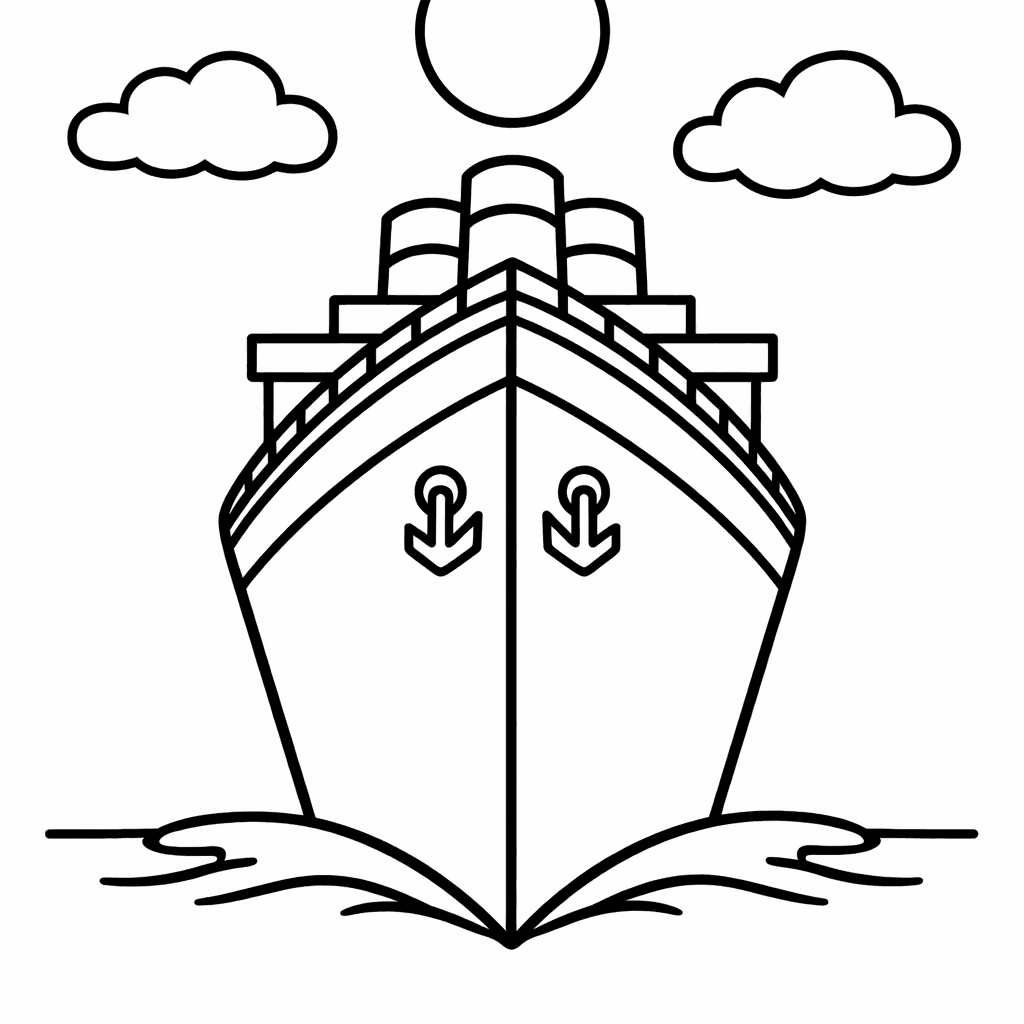 Titanic Coloring Page — Titanic With Colorful Chalk Drawings On The Ocean…