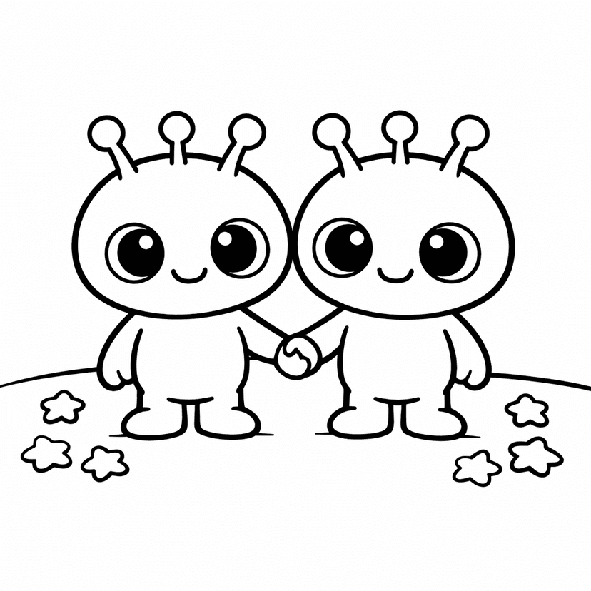 Alien Coloring Page — An Alien With Big, Goofy Eyes Dances Joyfully…