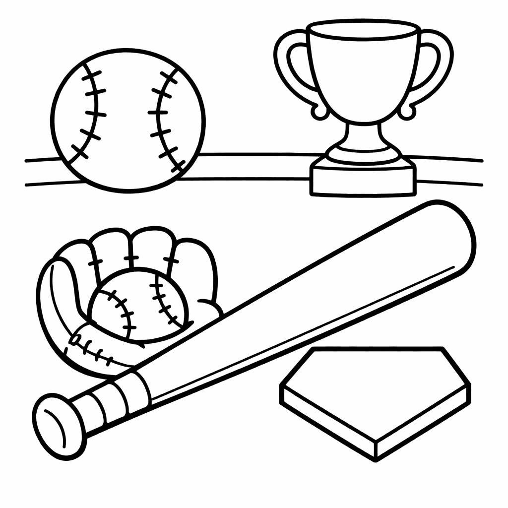 Baseball Coloring Page — Object Only: Two Or Three Baseballs Side By Side, Simple And Adorable, No Background