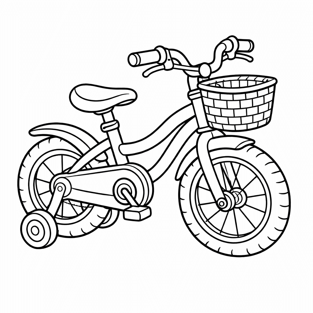Bicycle Coloring Page — Object Only: A Cute Bicycle With Clean Outlines, No Background