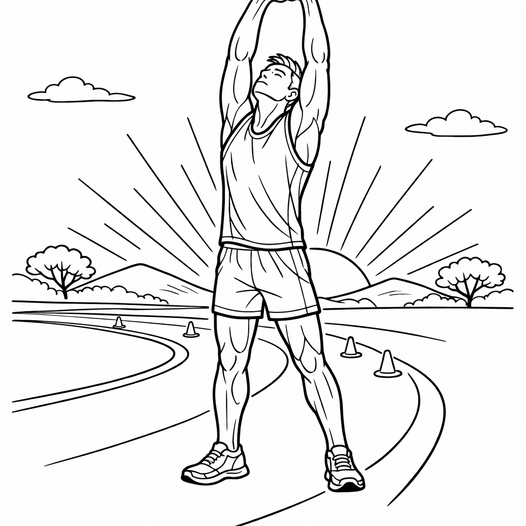 Free printable coloring page: Runner And Finish Line, for ages 7-12