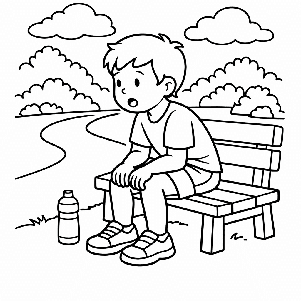 Free printable coloring page: Object Only: A Cute Running With Clean Outlines, No Background, for ages 3-6