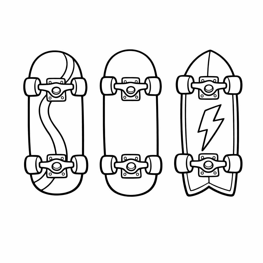 Skateboard Coloring Page — Skateboard Deck