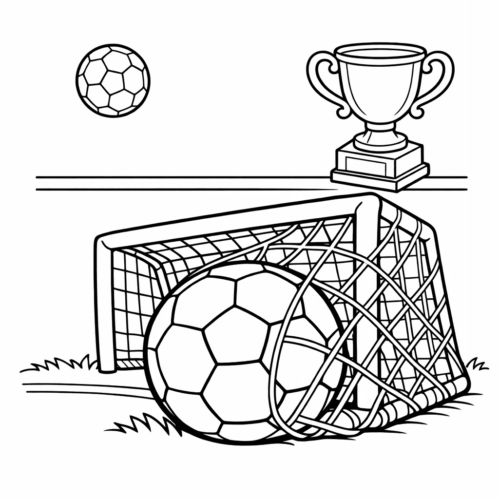 Soccer Coloring Page — Object Only: Two Or Three Soccers Side By Side, Simple And Adorable, No Background