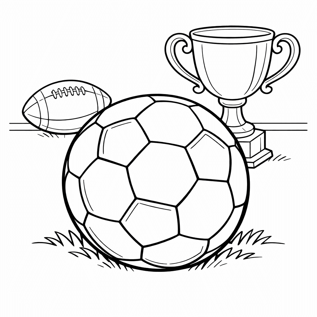 Soccer Coloring Page — Soccer And Goal