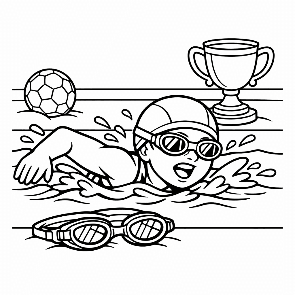 Swimming Coloring Page — Swimming Lane