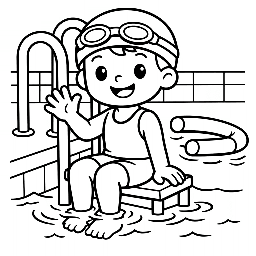 Free printable coloring page: Swimmer And Goggles, for ages 3-6