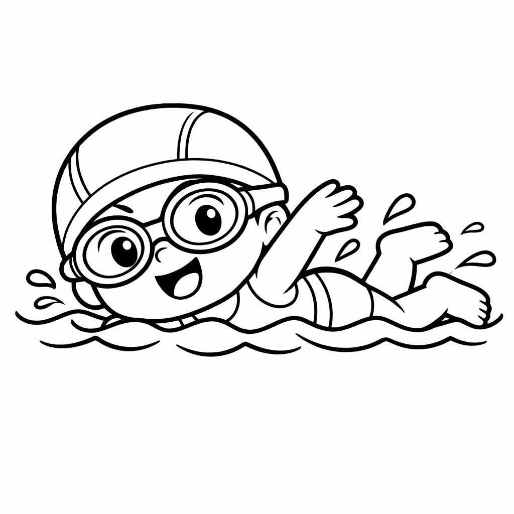 Free printable coloring page: Swimming Cap, for ages 3-6