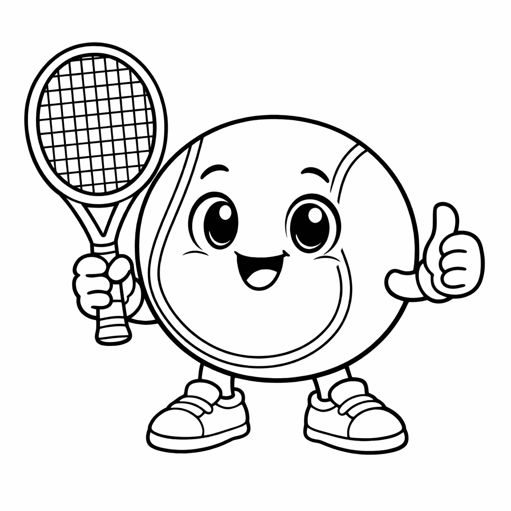 Tennis Coloring Page — Tennis And Trophy