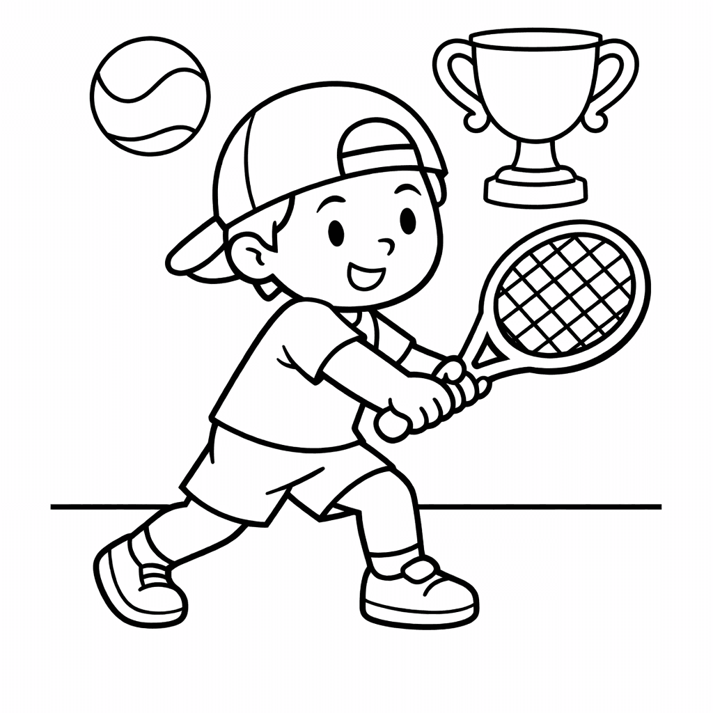 Tennis Coloring Page — Object Only: Two Or Three Tenniss Side By Side, Simple And Adorable, No Background