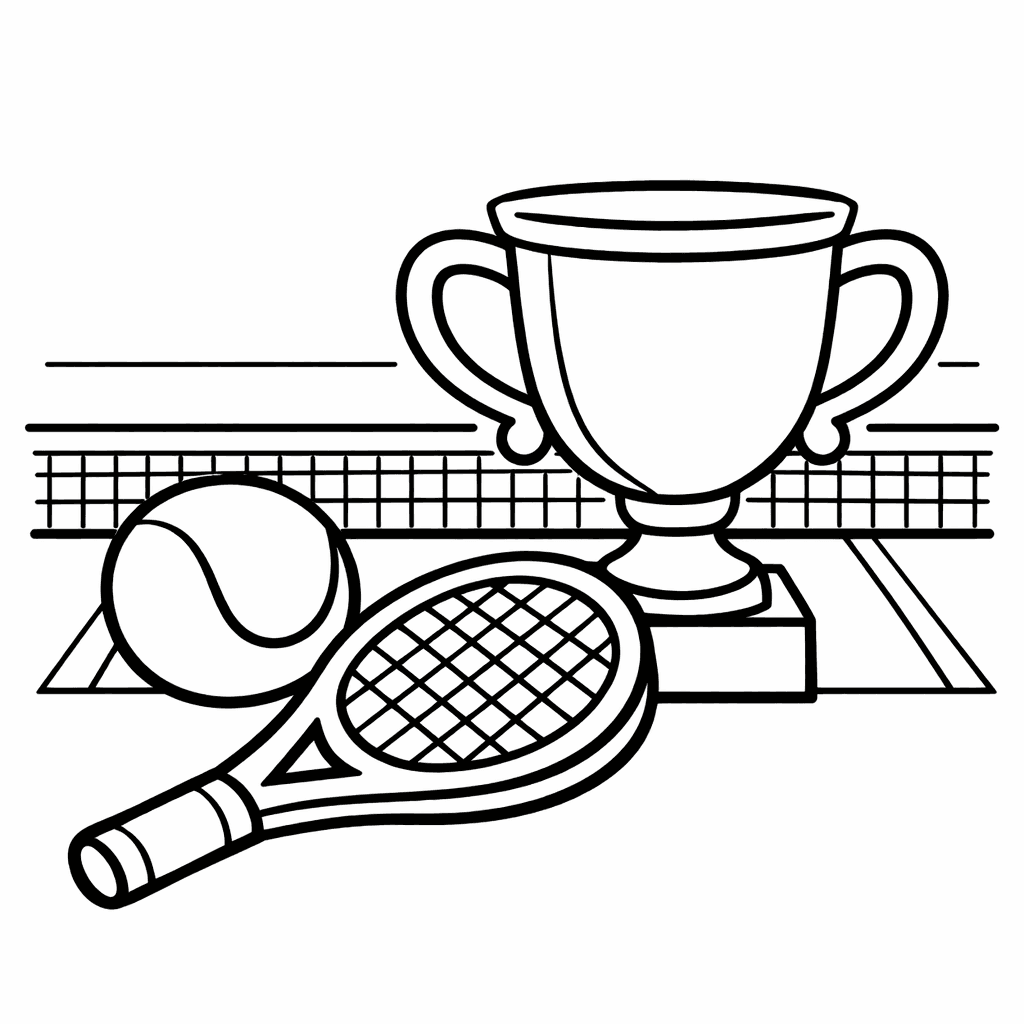 Tennis Coloring Page — Tennis Racket And Ball