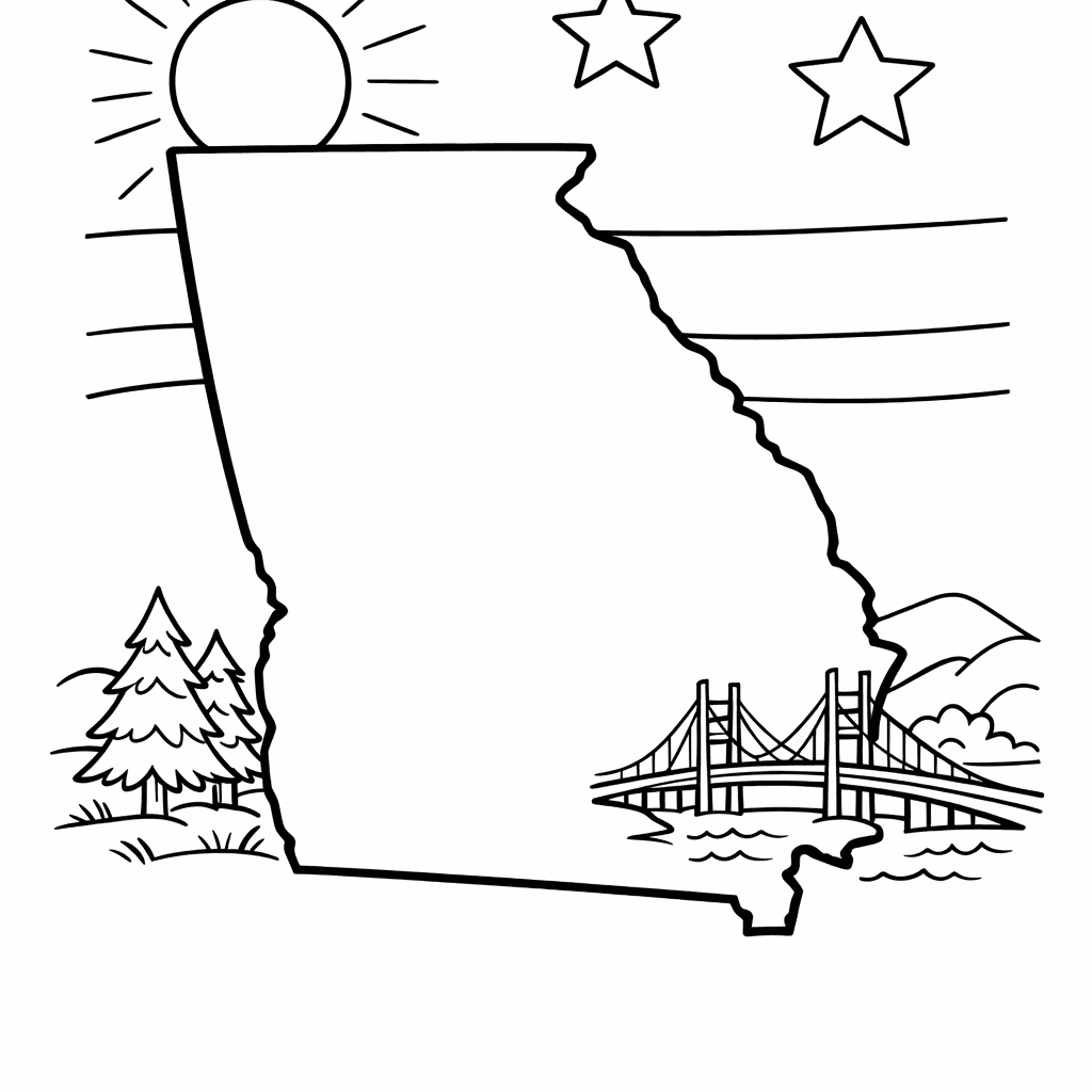 Georgia Coloring Page — Silly Raccoon Wearing A Cowboy Hat Dances Near…