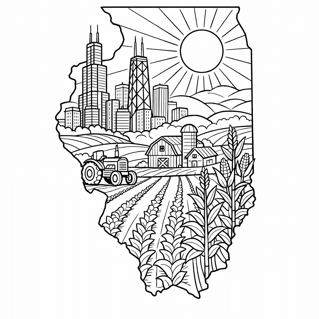 Free printable coloring page: Group Of Children Having A Picnic By Lake…, for ages 7-12
