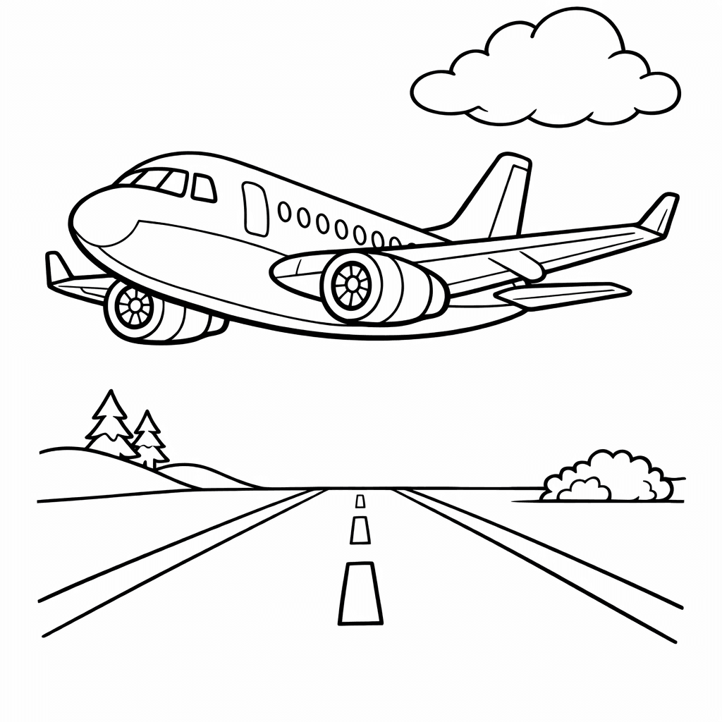 Free printable coloring page: A Whimsical Airplane Sporting A Big Smile Soars…, for ages 7-12