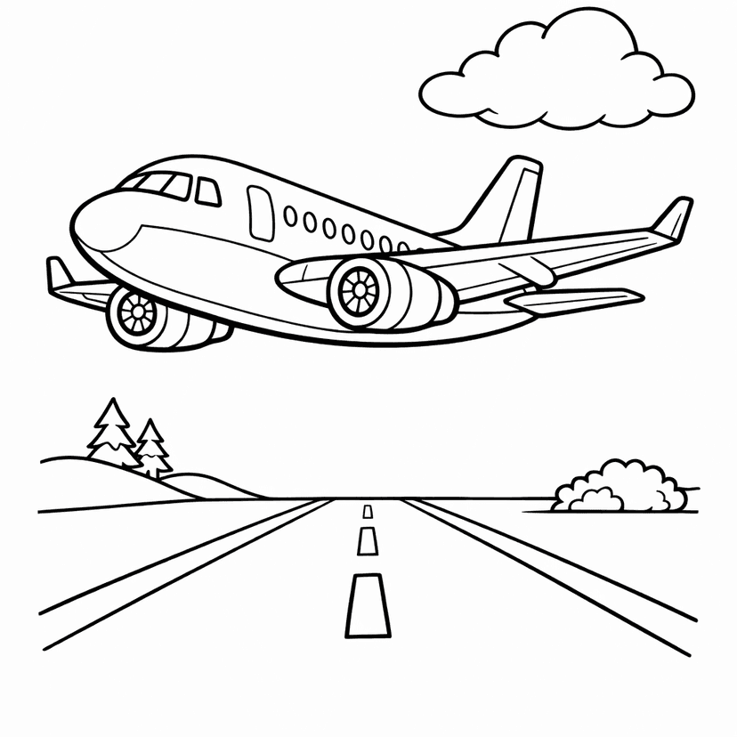 Free printable coloring page: A Whimsical Airplane Sporting A Big Smile Soars…, for ages 7-12
